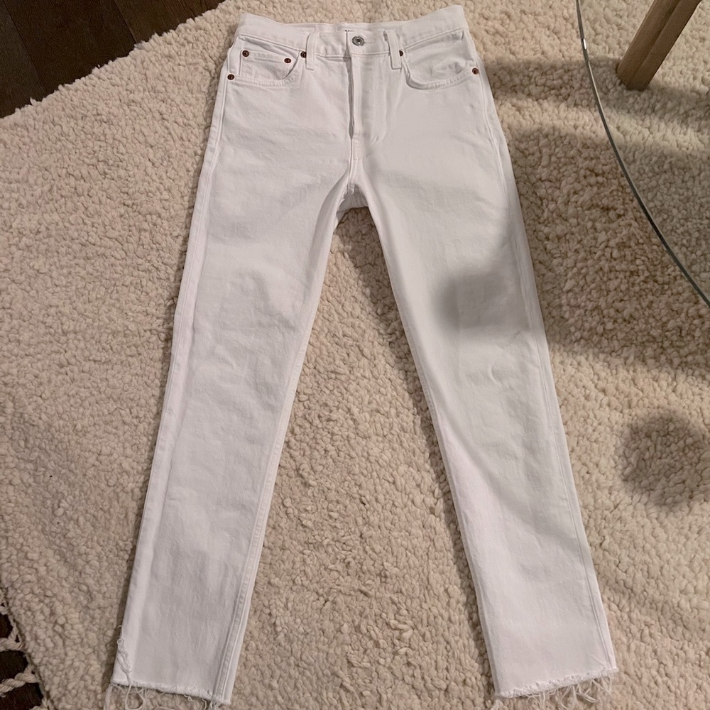RE/DONE 90'S HIGH RISE ANKLE CROP, Size 24 - WHITE